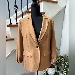 Dark Camel Sculpted Suit Blazer